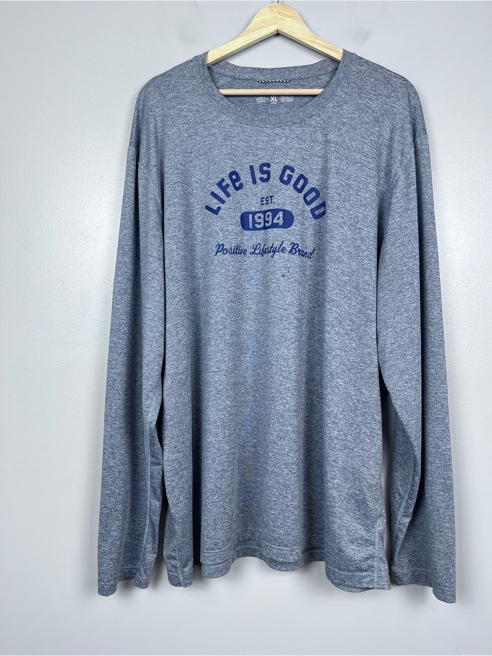 Life Is Good Active Men's Long Sleeve Graphic Print Performance T-Shirt Size XL